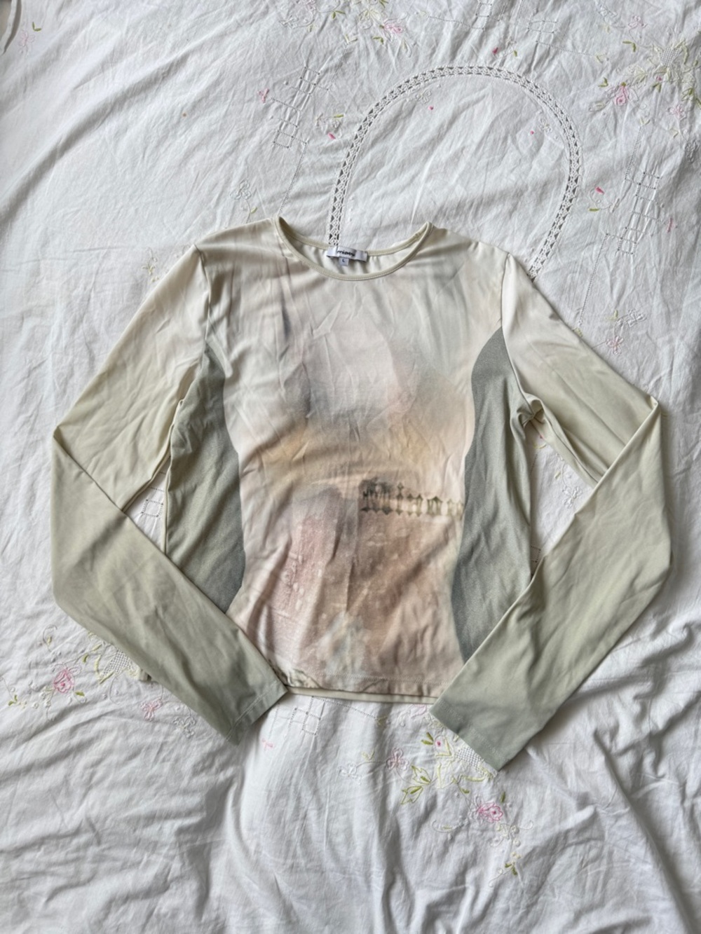 Miaou Heavenly Bodies Scoop Neck Graphic Long Sleeve Top Size L